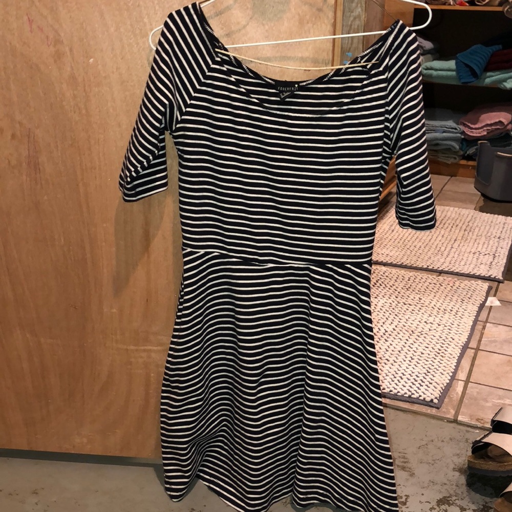 Black and white striped dress